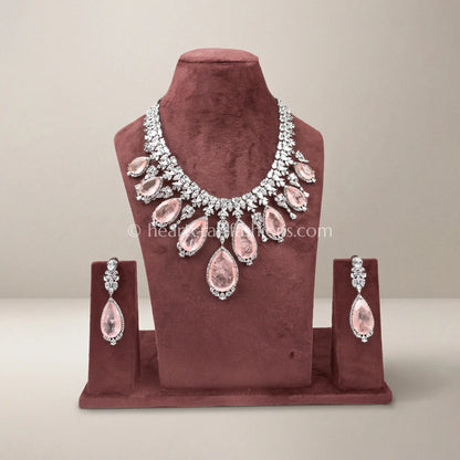 Rose Quartz Teardrop Zircon Set