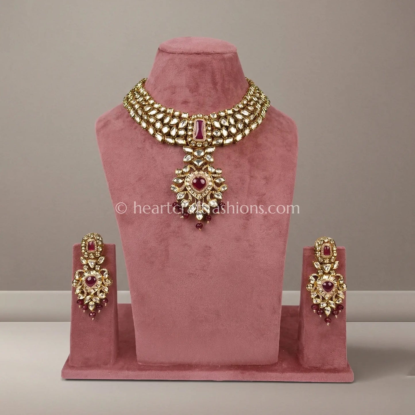 AC Kundan Ruby Doublet Statement Choker Set
