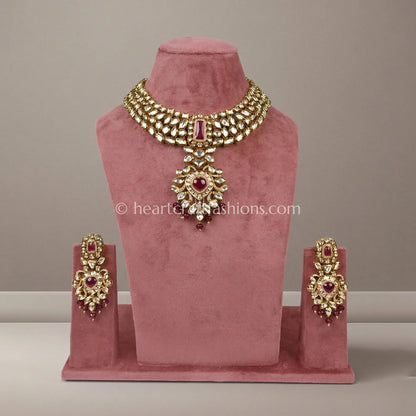 AC Kundan Ruby Doublet Statement Choker Set