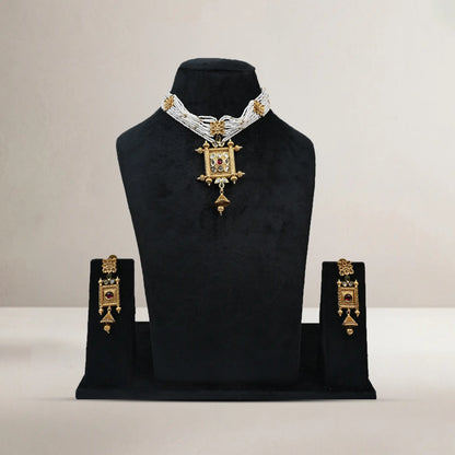 Royal Rajwadi Kundan Multi-Strand Pearl Pendant Necklace Set