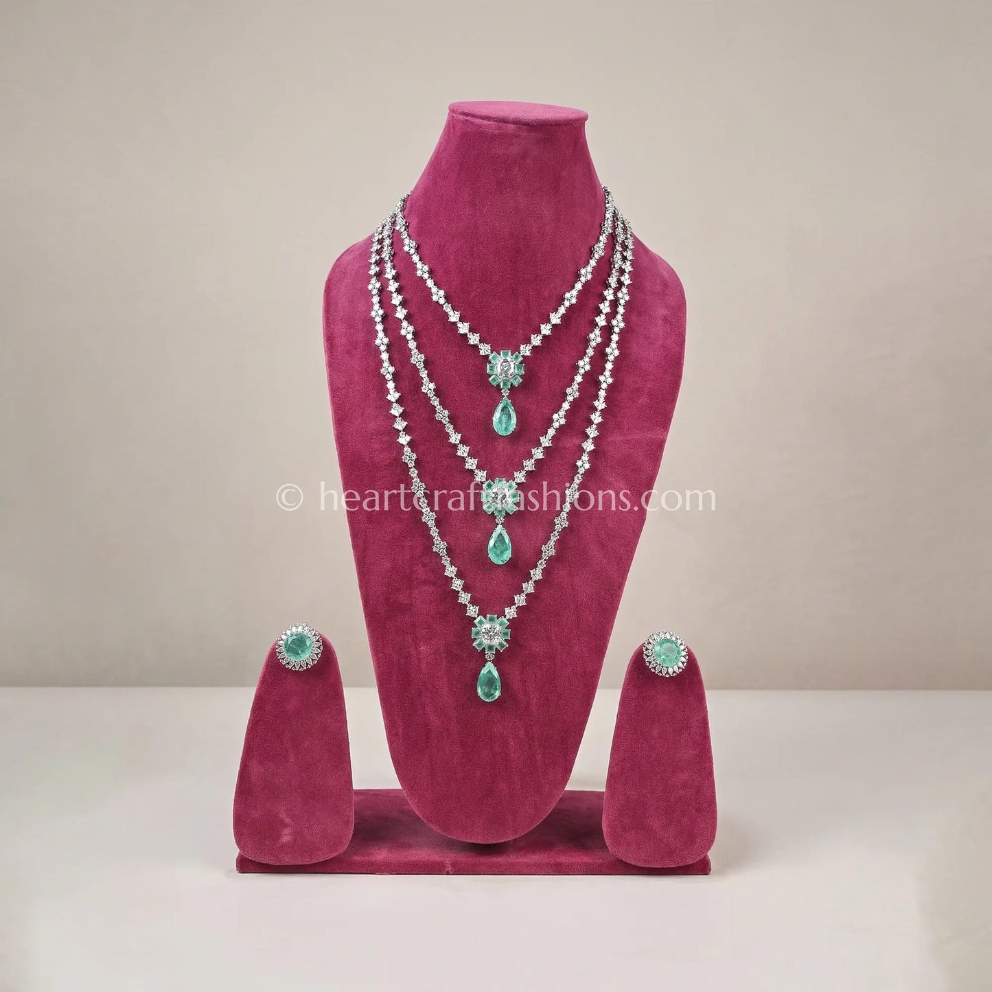 Mint Emerald 3-Tier Step Zircon Set