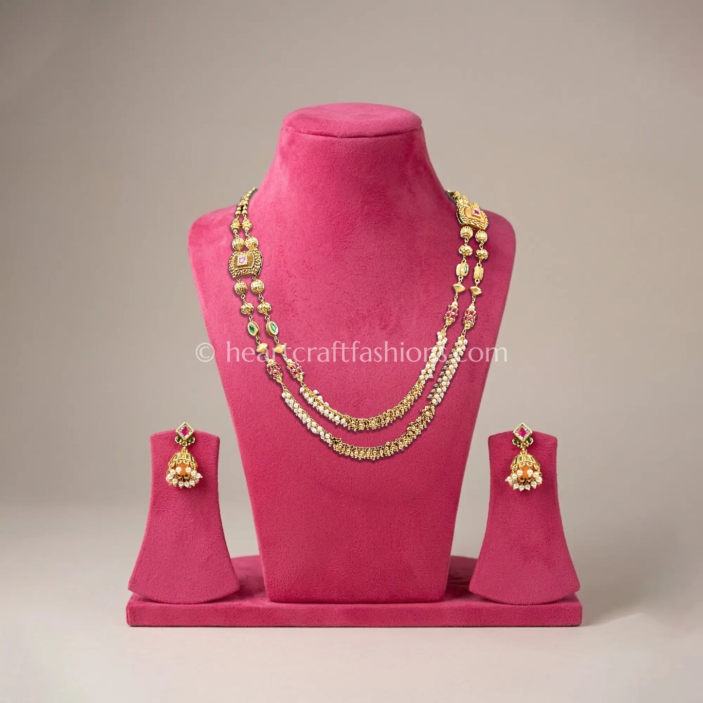 Double Layer Heritage Matarmala Set (Gold finish)