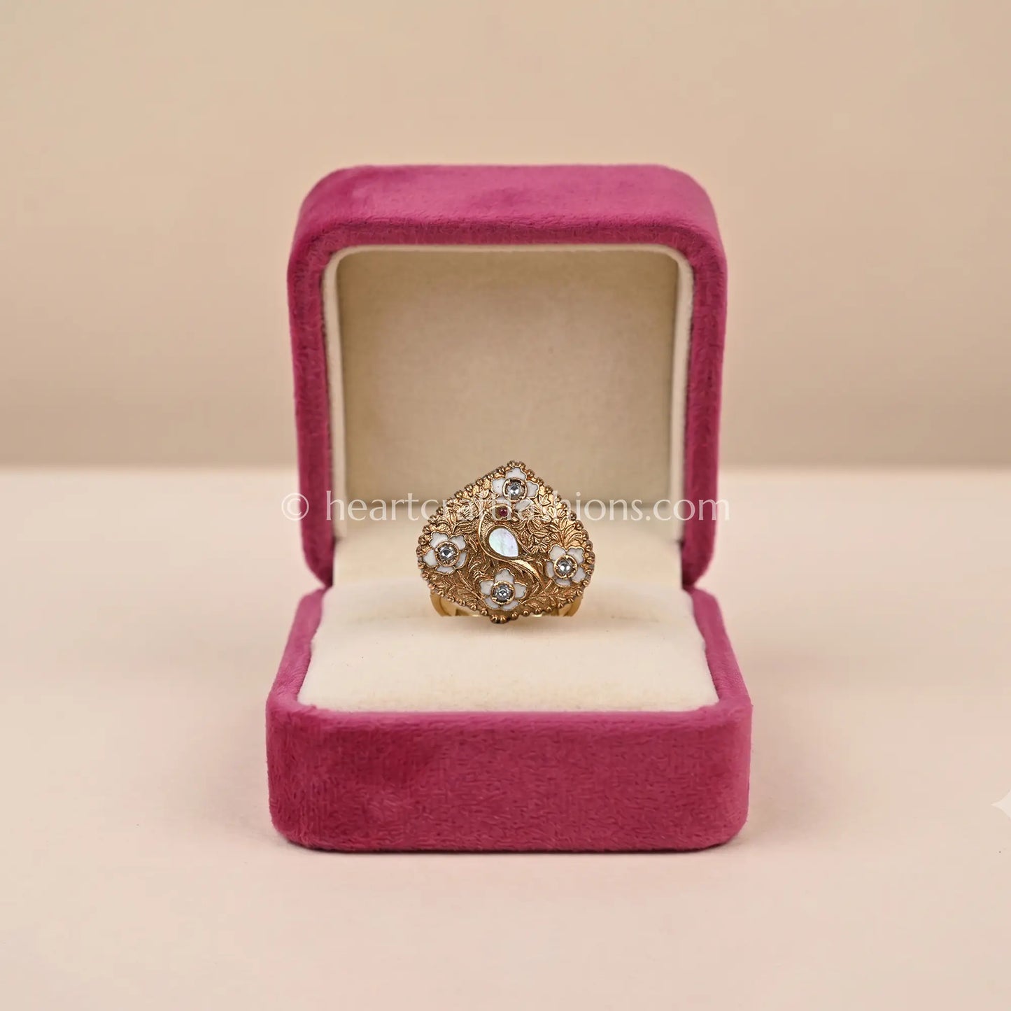 Chandbela Mother of Pearl Meenakari Ring