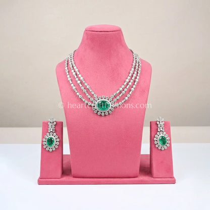 Mint Emerald Oval Halo Layered Zircon Set