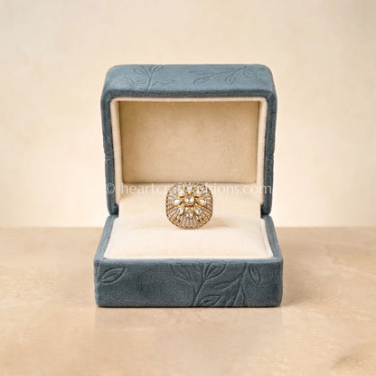 Emerald Crest Moissanite Polki Ring