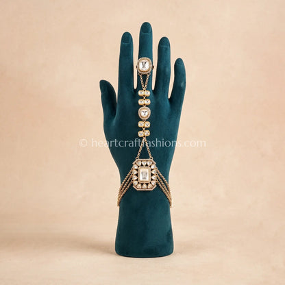 Chandrika Pearl Moissanite Polki Hathphool