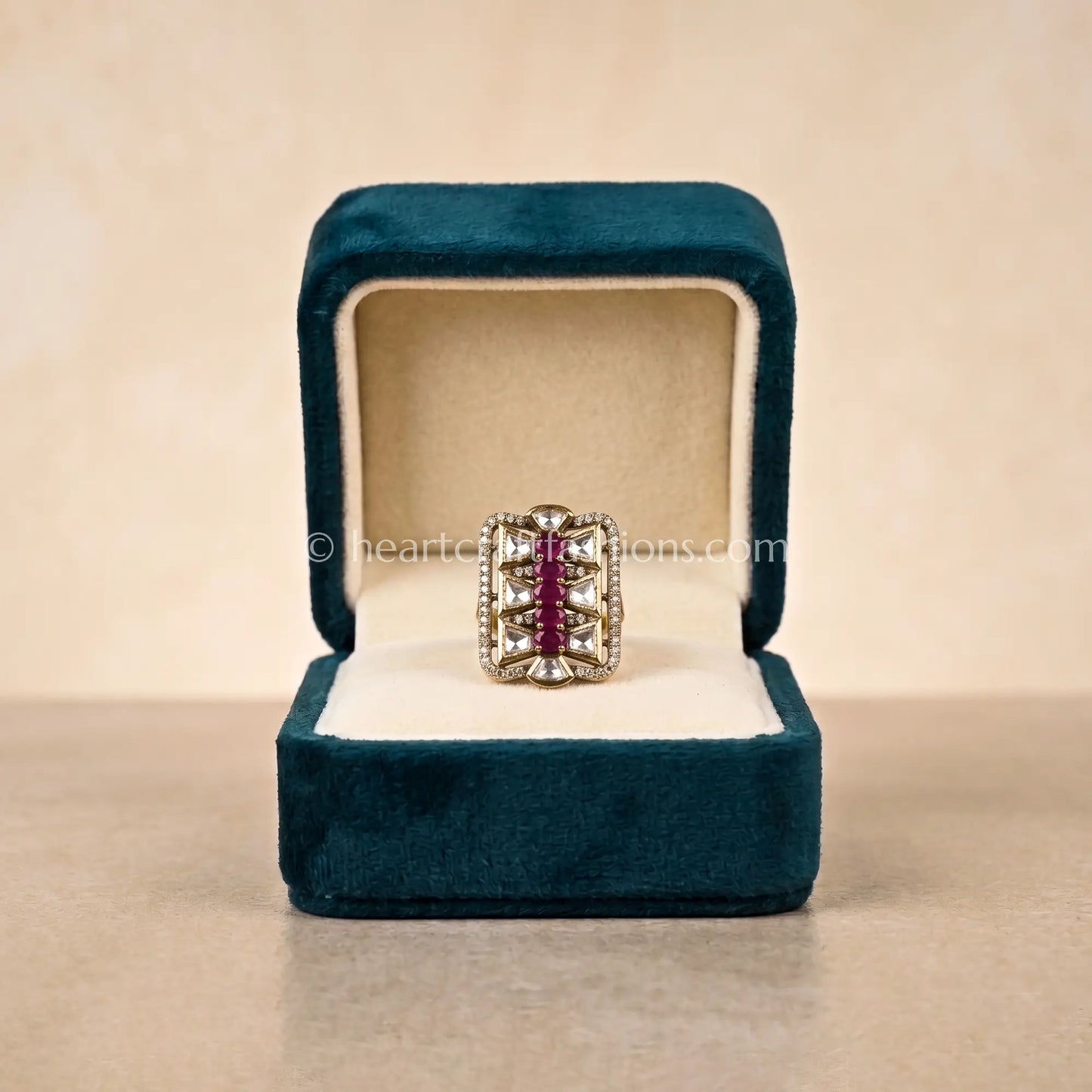 Sunehri Kundan Ruby Rekha Ring