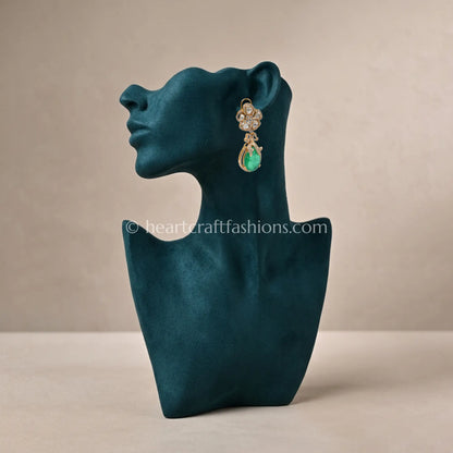 Zarina Emerald Sunehri Kundan Doublet Earrings