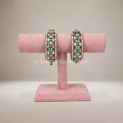 Mint Green Doublet Sunehri Kundan Patla