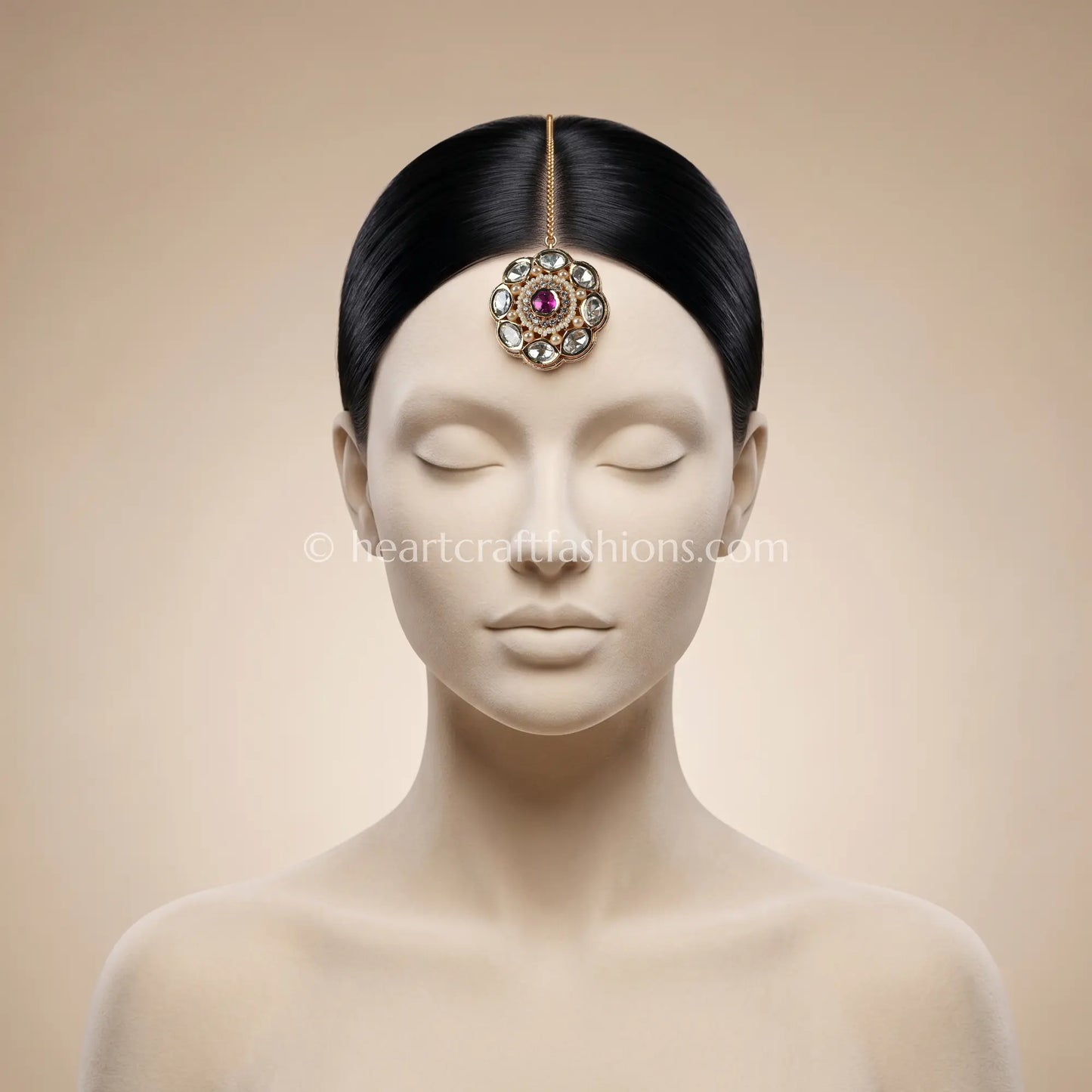 Heritage Floral Ruby Kundan & Pearl Borla