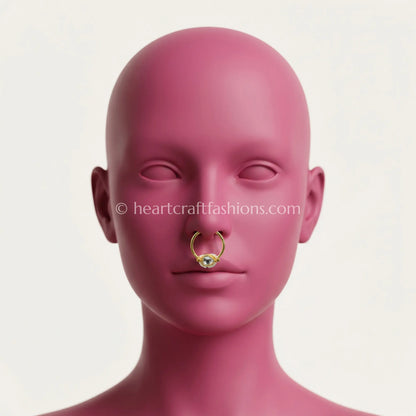 Minimal Clear Teardrop Pachi Kundan Ring Nath