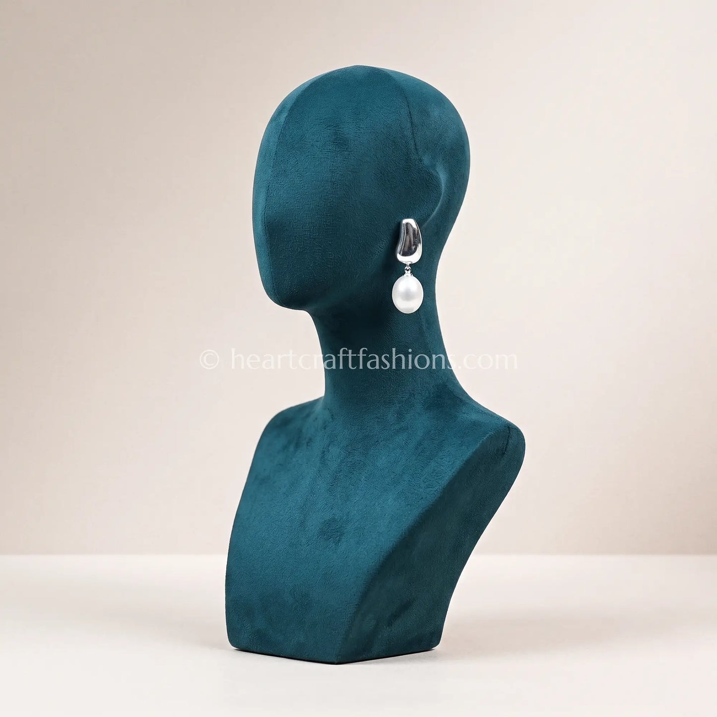 Pure Silver Abstract Fluid Drop Earrings with Pearl Accent – Hallmarked