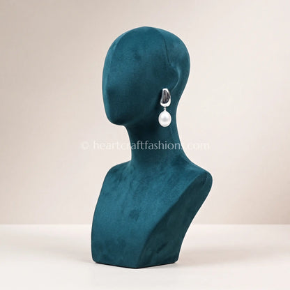 Pure Silver Abstract Fluid Drop Earrings with Pearl Accent – Hallmarked