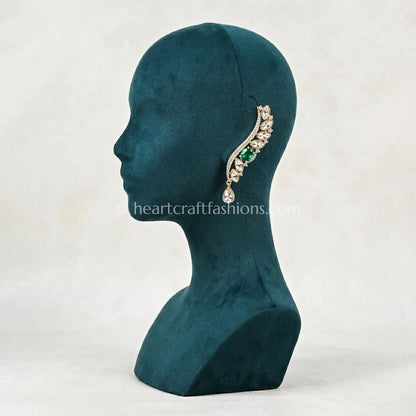 Sunehri Emerald Kundan Vine Ear Cuff