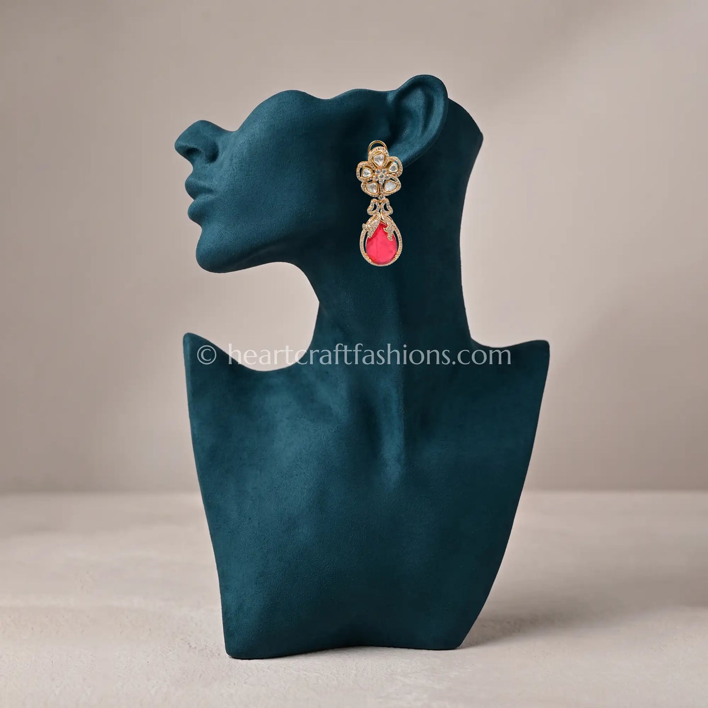 Zarina Ruby Sunehri Kundan Doublet Earrings