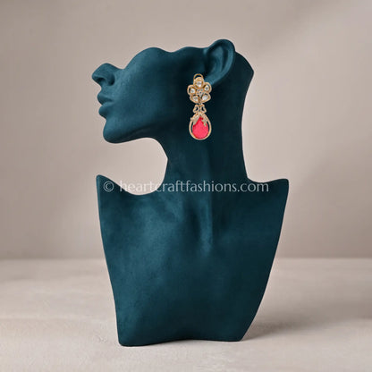 Zarina Ruby Sunehri Kundan Doublet Earrings
