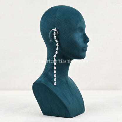 Cascading Pear-Cut Zircon Platinum-Finish Ear Cuff