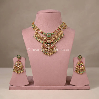 Heritage Pachi Kundan Chand Layered Necklace Set
