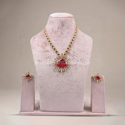 Ruby Designer Celebrity Doublet Statement Necklace Set