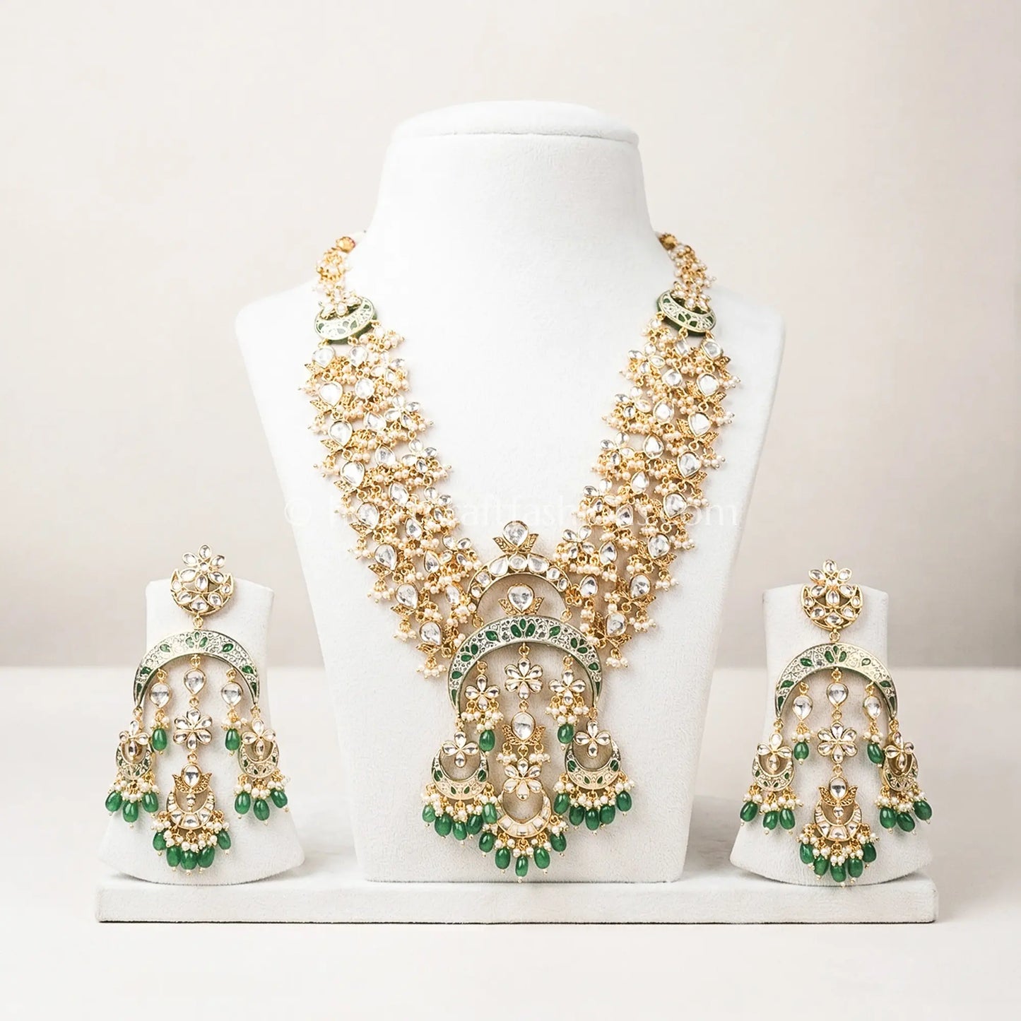 Imperial Emerald Sunehri Kundan Statement Necklace