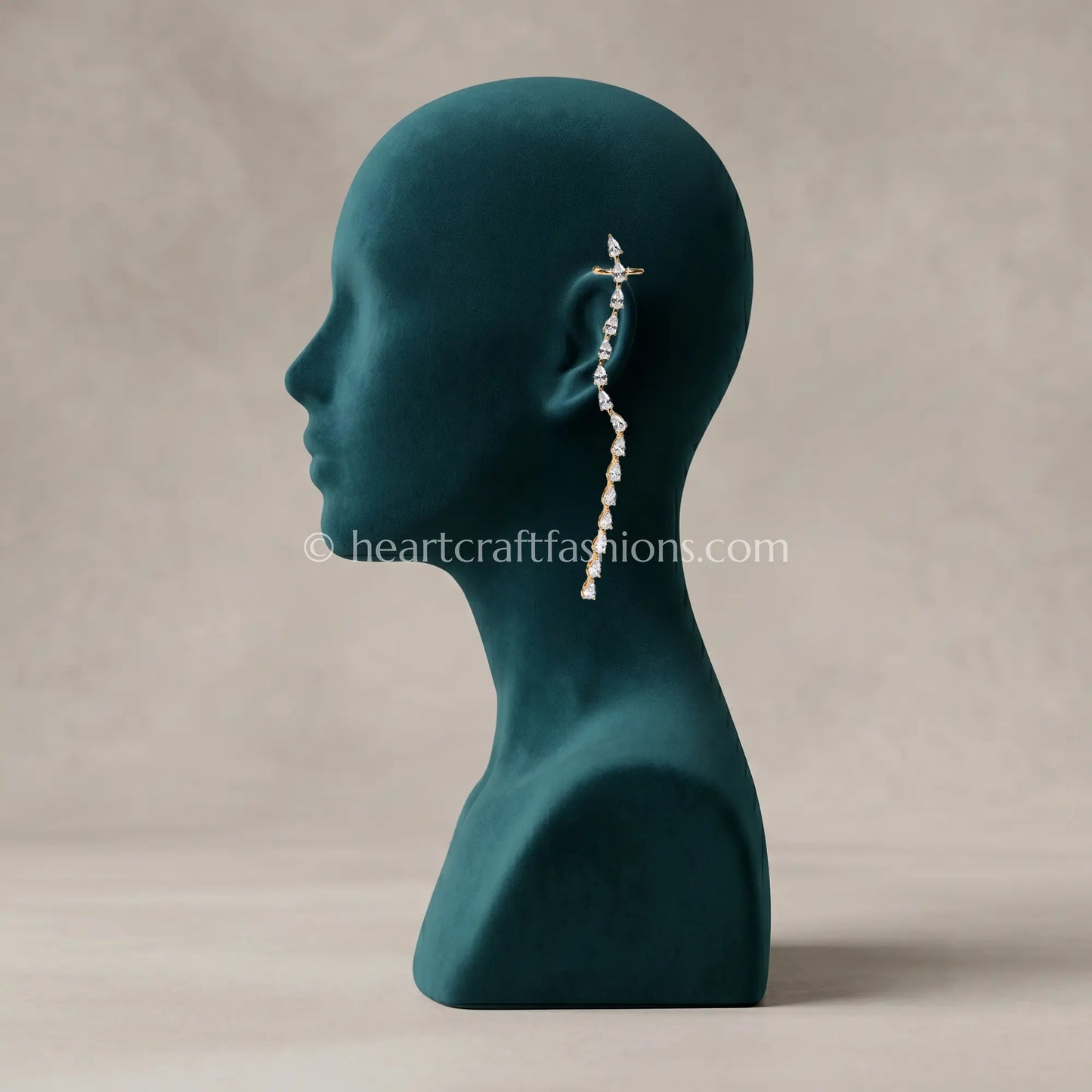 Cascading Pear-Cut Zircon Gold-Plated Ear Cuff