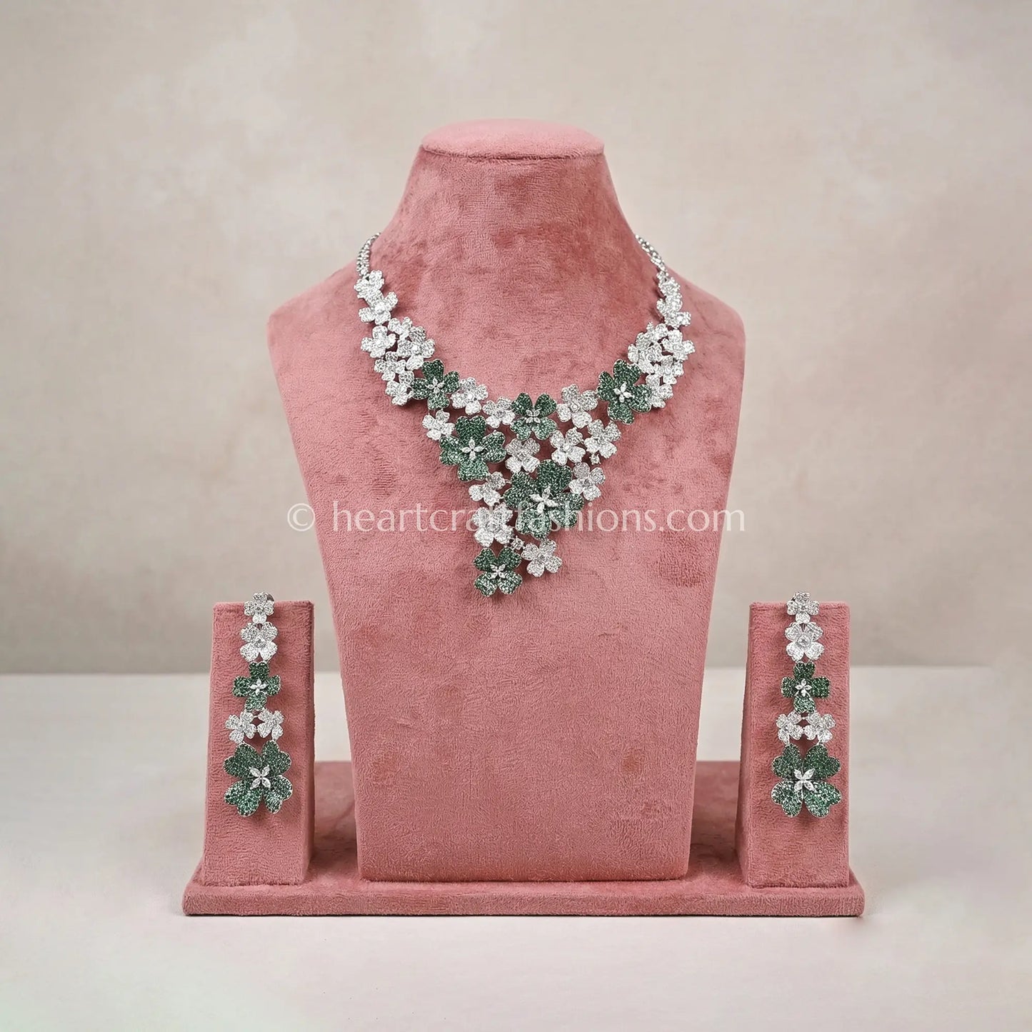 Emerald & Diamond Pave Clover Cluster Set