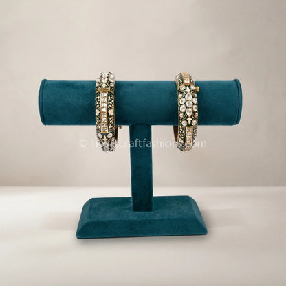 Olive Green Meenakari Sunehri Kundan Patla