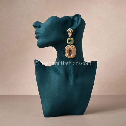 Aarna Emerald Moissanite Polki Doublet Earrings