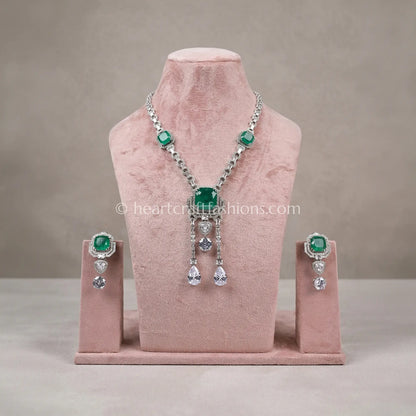 Emerald Cushion Solitaire Art Deco Pendant Set