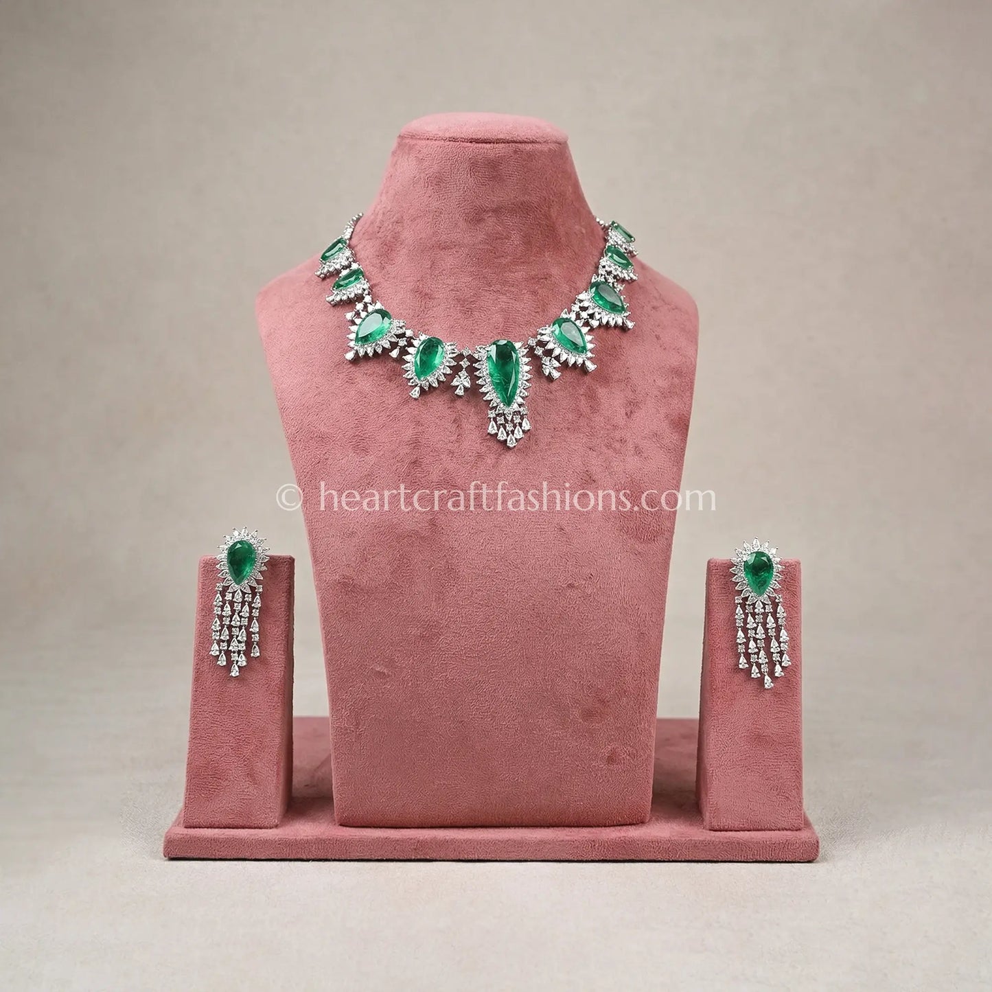 Cascading Teardrop Emerald Fringe Set