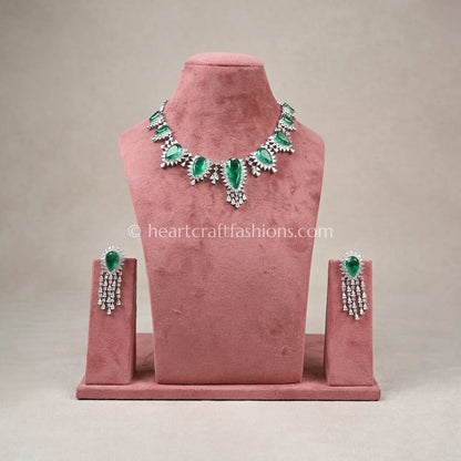 Cascading Teardrop Emerald Fringe Set