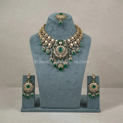 Celebrity Sunehri Kundan Doublet Grand Necklace Set