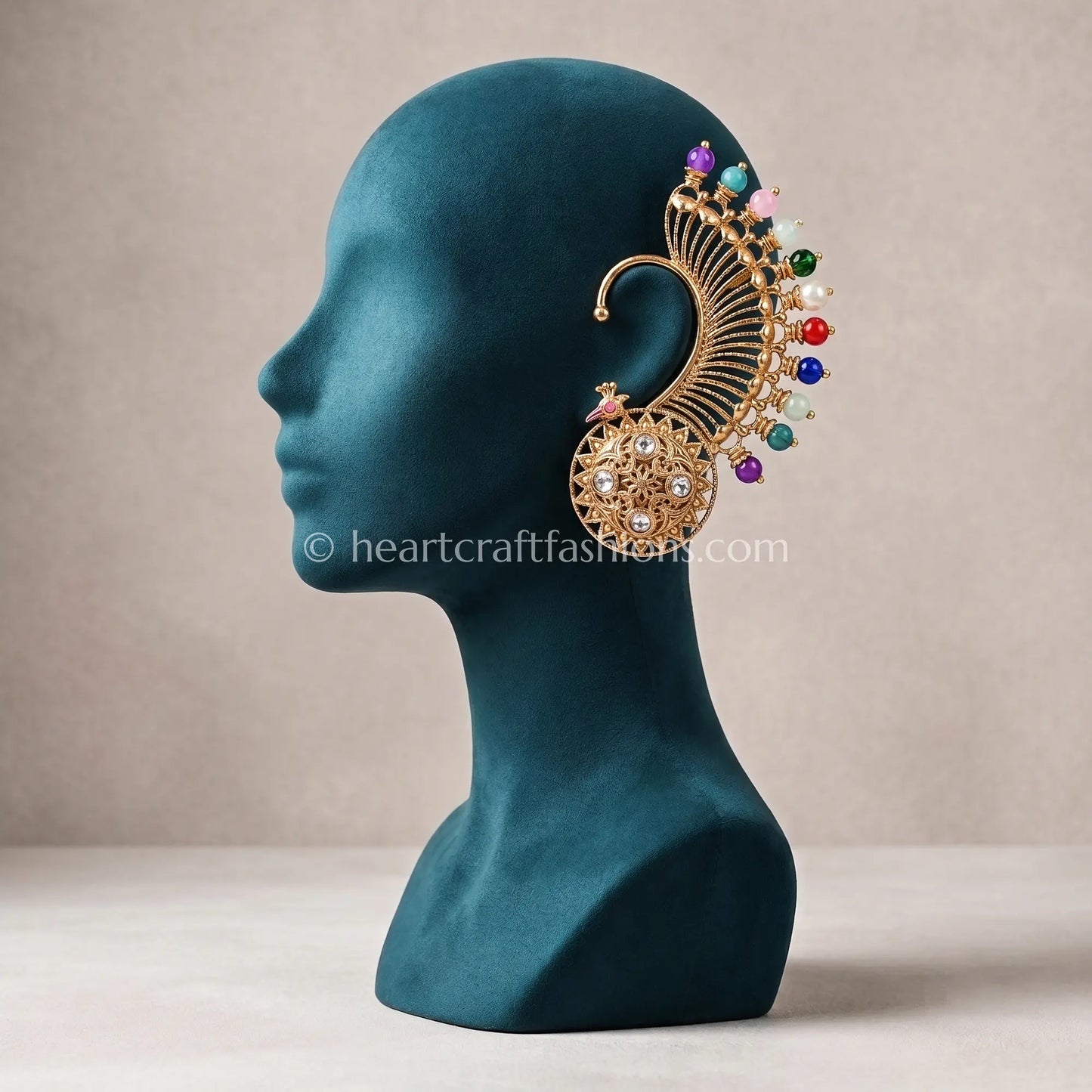 Navratna Peacock Amrapali Ear Cuff