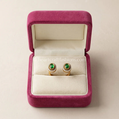 Emerald Halo Moissanite Adjustable Ring