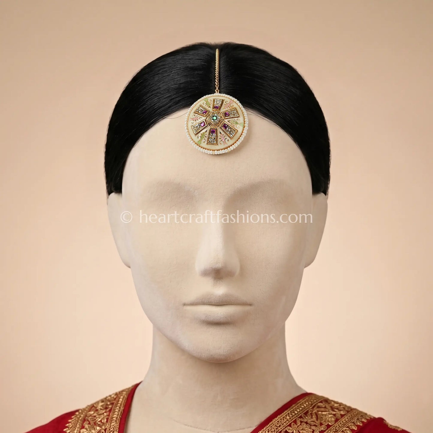 Heritage Rajwadi off white pearl bordered Borla