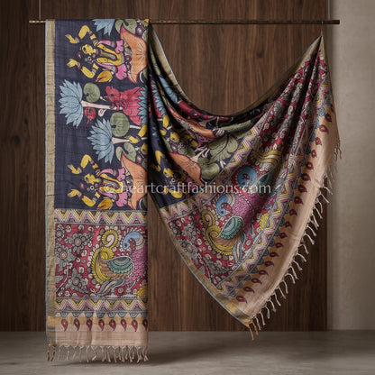 Multicolor Tusser Kalamkari Art Dupatta