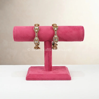 Emerald Ruby Doublet Sunehri Kundan Bangles