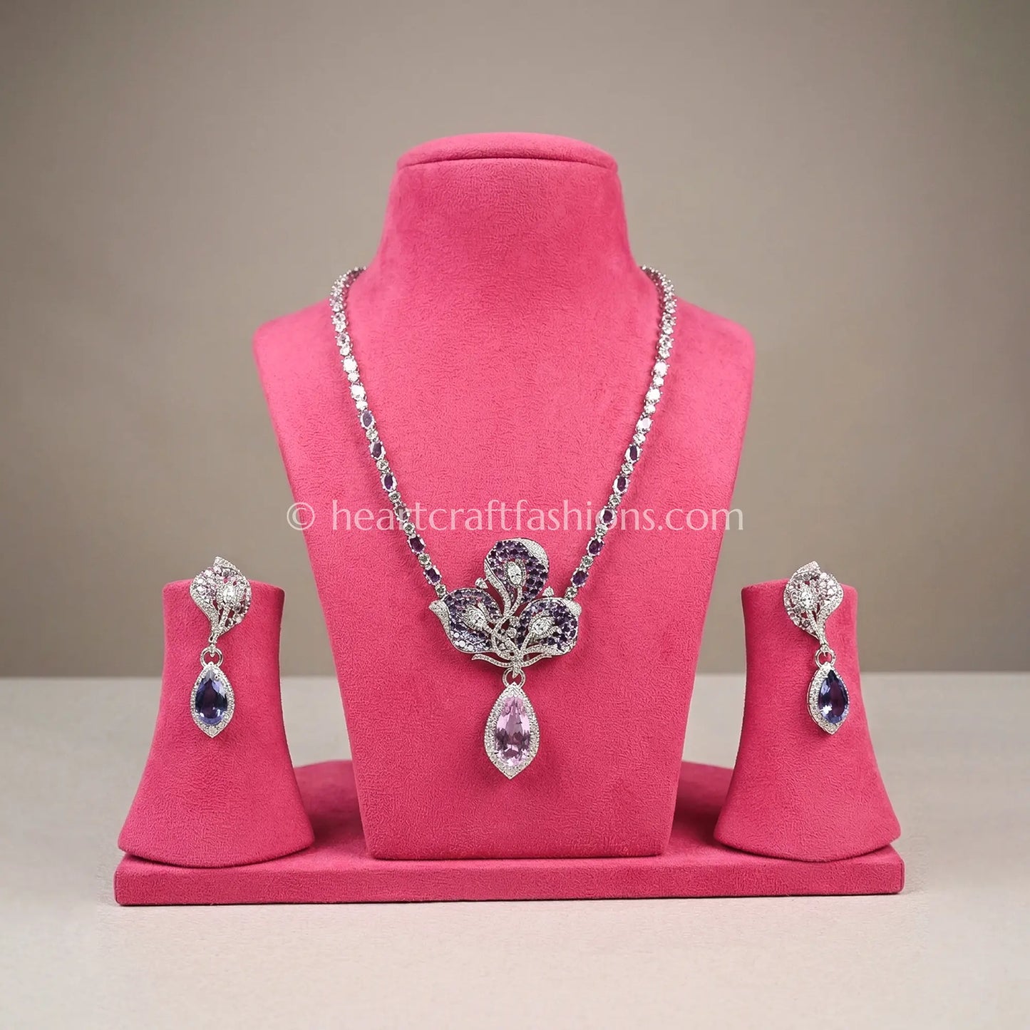 Amethyst & Morganite Orchid Bloom Pendant Set