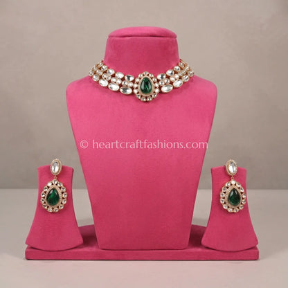 Emerald Elegance Polki Doublet Choker