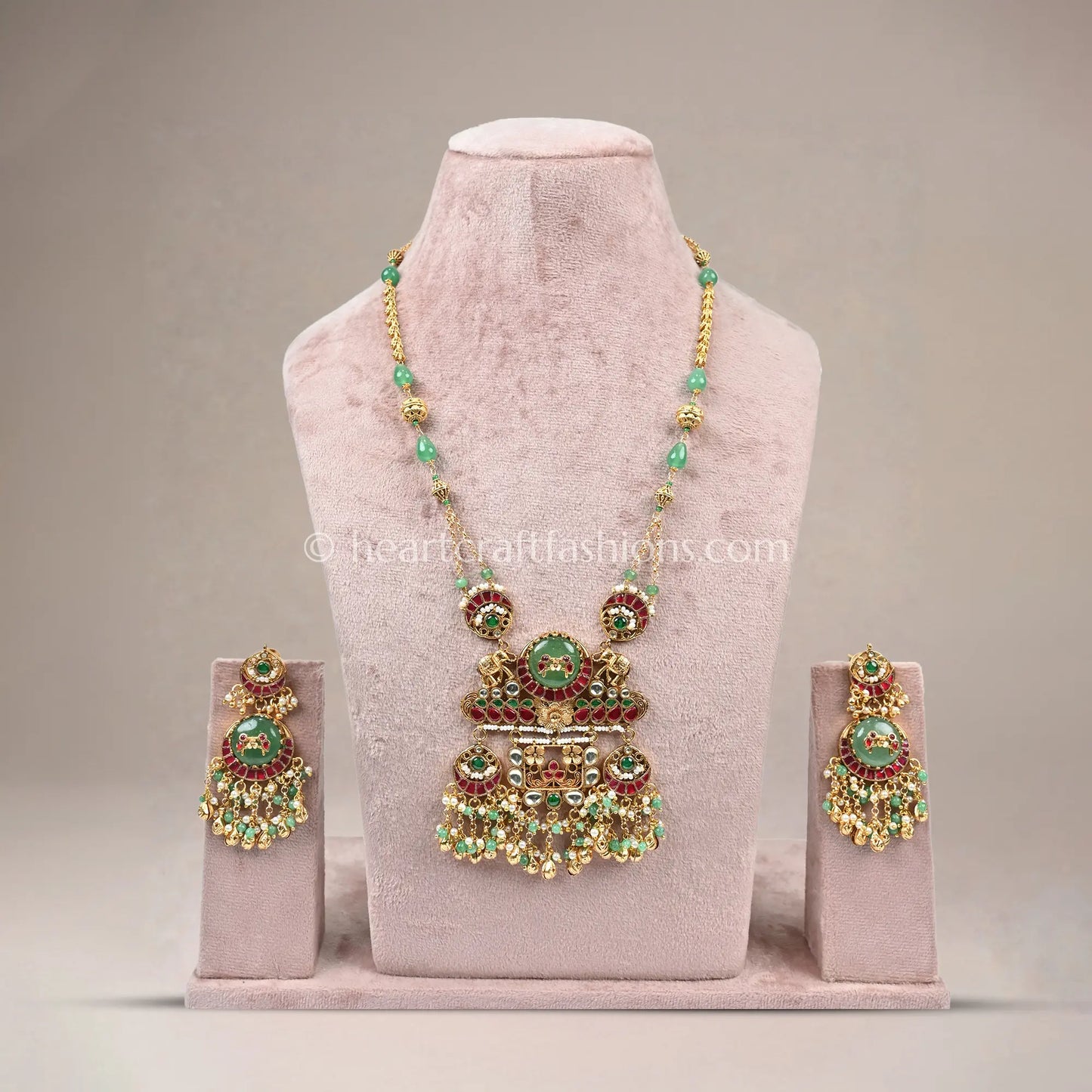 Mehreen Green Heritage Pachi Kundan Rani Haar Set