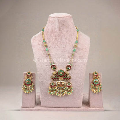 Mehreen Green Heritage Pachi Kundan Rani Haar Set