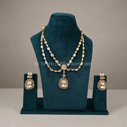 Elegant Moissanite Polki Layered Necklace