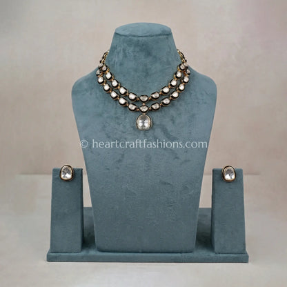 Midnight Glow Uncut Sunehri Kundan Layered Necklace Set