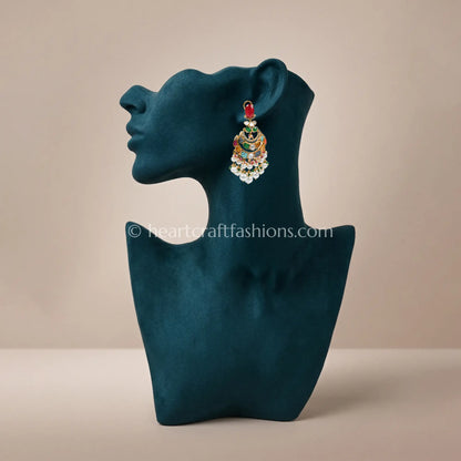Rajnandini Navratna Doublet Moissanite Chandbali Earrings
