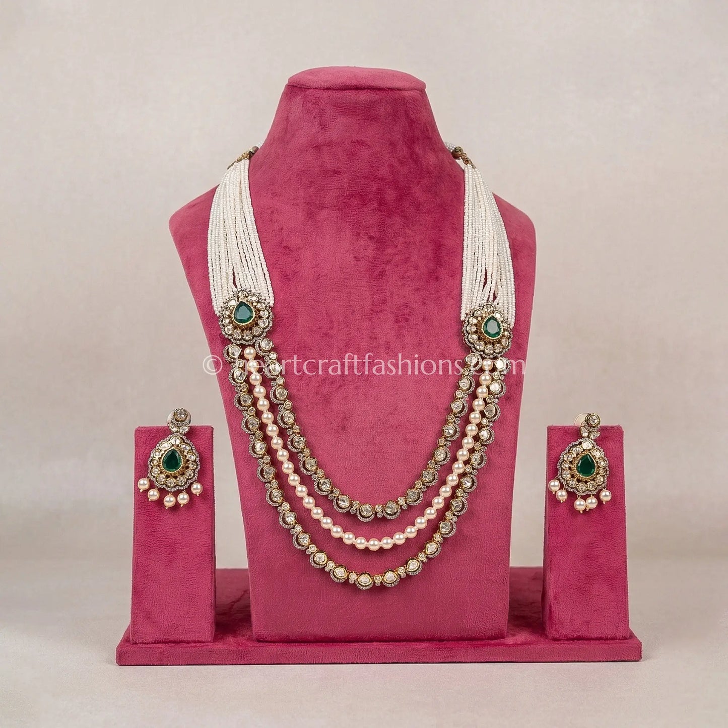 Graceful Sunehri Kundan Hyderabadi Pearl Layered Necklace