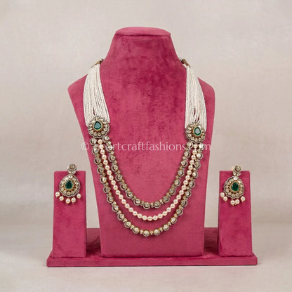 Graceful Sunehri Kundan Hyderabadi Pearl Layered Necklace