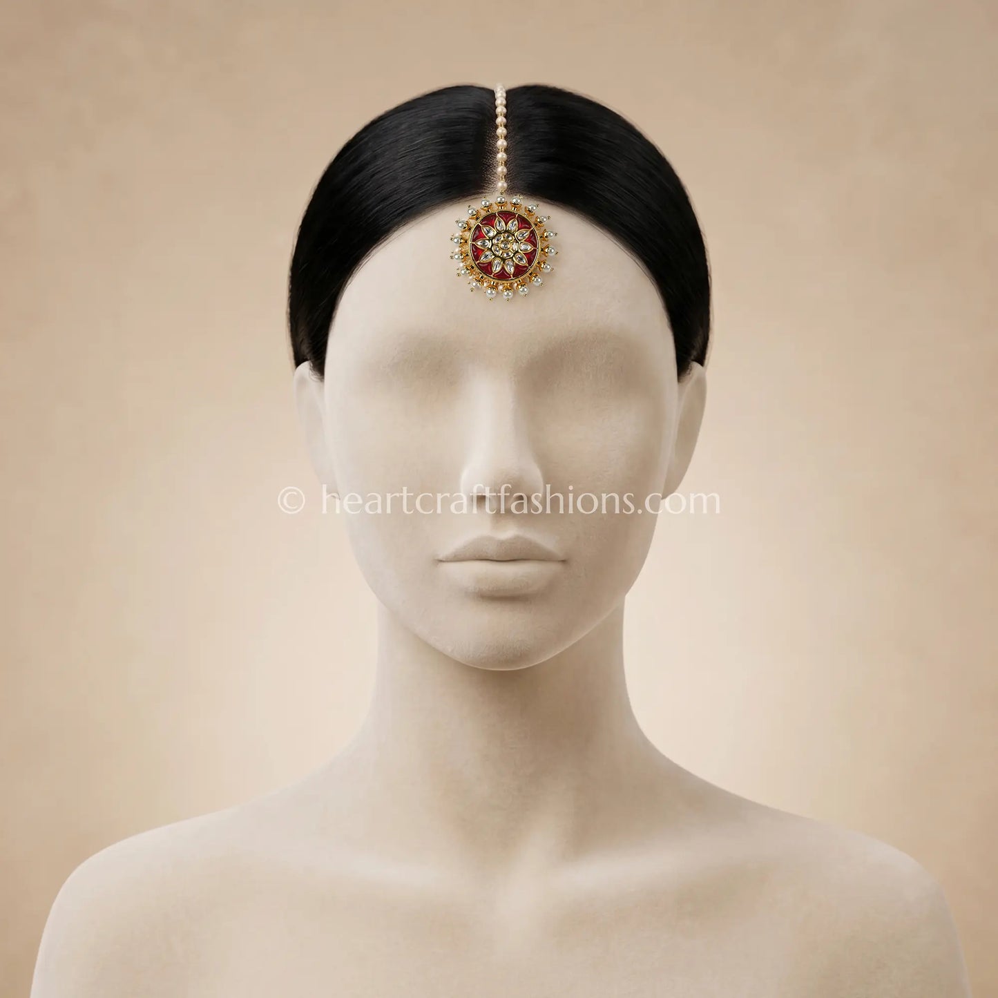 Heritage AC Crimson Flora Kundan & Pearl Borla
