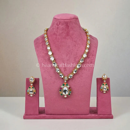 Radiant Royal Moissanite Polki Navratna Necklace