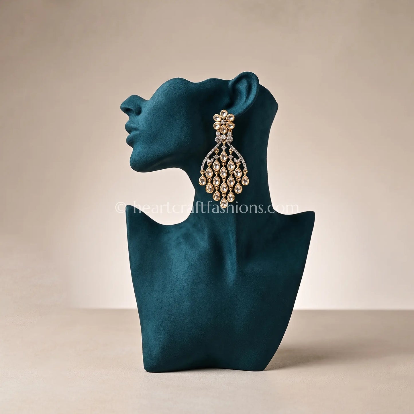 Noorika Sunehri Kundan Cascade Dangler Earrings