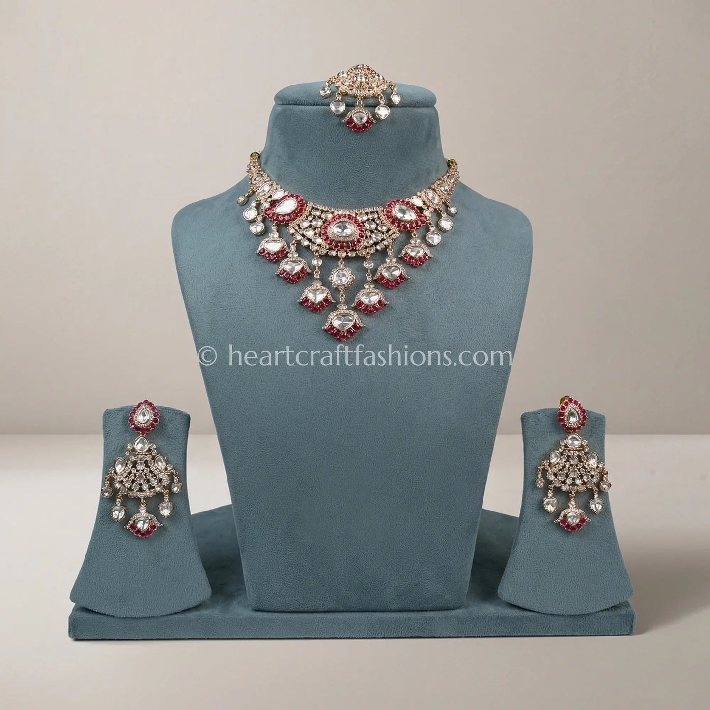 Ruby Glow Sunehri Kundan Statement Necklace